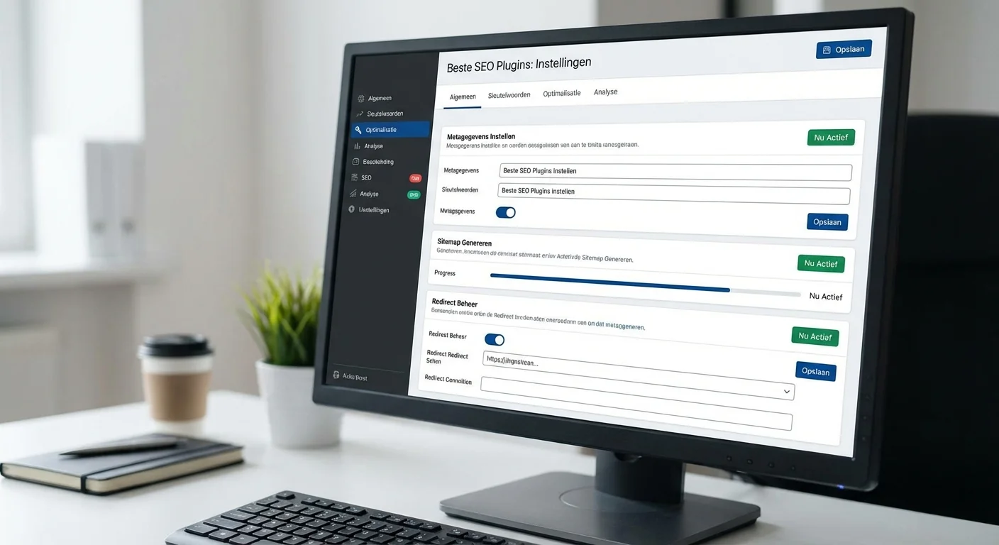 Dashboard met de Beste SEO Plugins instellingen op een modern computerscherm